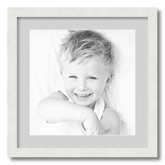 ArtToFrames 18x18" Matted Picture Frame with 14x14" Single Mat Photo Opening Framed in 1.25" Satin White Frame and 2" Candlewick Mat (FWM-3966-18x18)