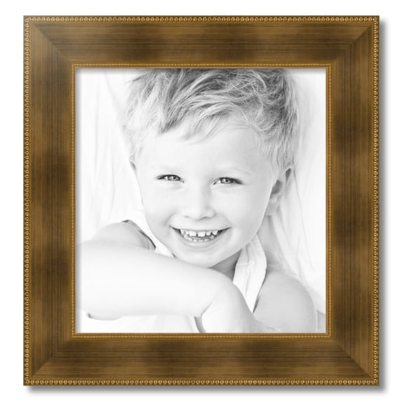 ArtToFrames 18x19" Streaked Gold with Beeds Picture Frame, Gold Wood Poster Frame, with Regular Acrylic and 2 (FBPL-5172)