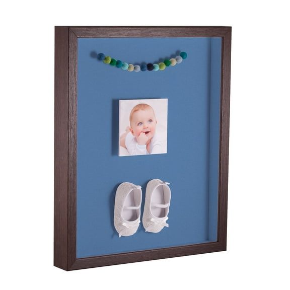 ArtToFrames 18x22 Inch Shadow Box Picture Frame, with a Verlinga Brown 1 Wide Shadowbox frame and Liberty Blue Mat Backing (4656)