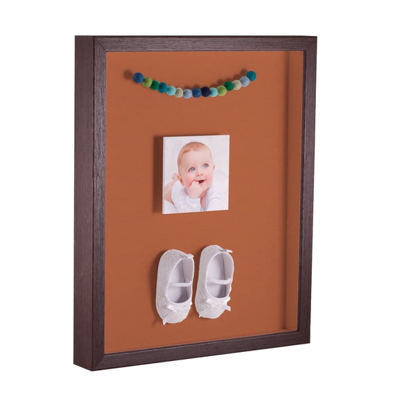 ArtToFrames 18x22 Inch Shadow Box Picture Frame, with a Verlinga Brown 1 Wide Shadowbox frame and Red Orange Mat Backing (4656)