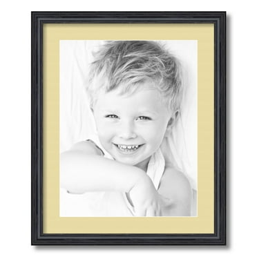 ArtToFrames 18x22 Matted Picture Frame with 14x18 Single Mat Photo Opening Framed in 1.25 Black Stain on Solid Red Oak and 2 Buttercup Mat (FWM-4083-18x22)