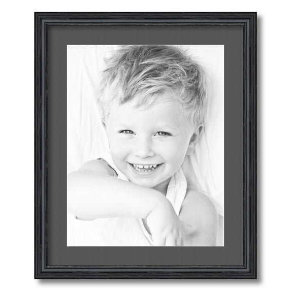 ArtToFrames 18x22" Matted Picture Frame with 14x18" Single Mat Photo Opening Framed in 1.25" Black Stain on Solid Red Oak and 2" Charcoal Mat (FWM-4083-18x22)