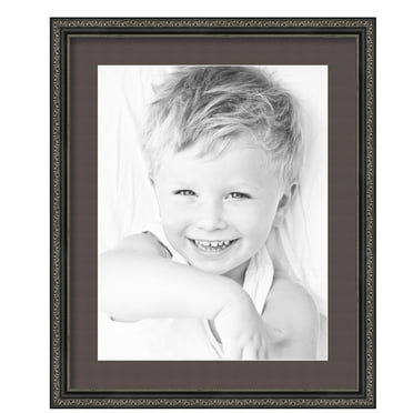 ArtToFrames 18x22" Matted Picture Frame with 14x18" Single Mat Photo Opening Framed in 1.25" Antique Black and 2" Chestnut Mat (FWM-5106-18x22)