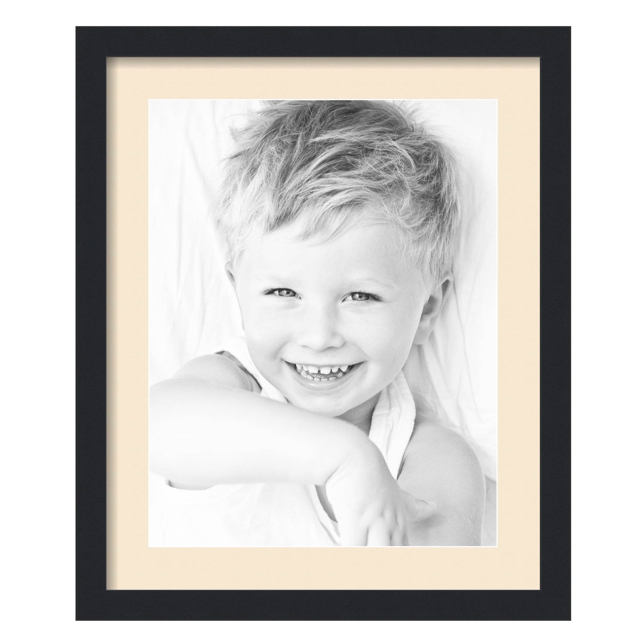 ArtToFrames 18x22" Matted Picture Frame with 14x18" Single Mat Photo Opening Framed in 1.25" Satin Black and 2" Alabaster Mat (FWM-3926-18x22)
