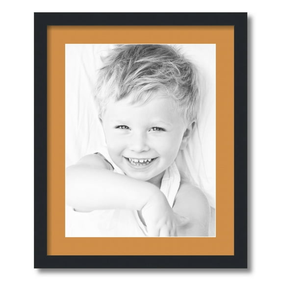 ArtToFrames 18x22 Matted Picture Frame with 14x18 Single Mat Photo Opening Framed in 1.25 Satin Black and 2 Amber Mat (FWM-3926-18x22)