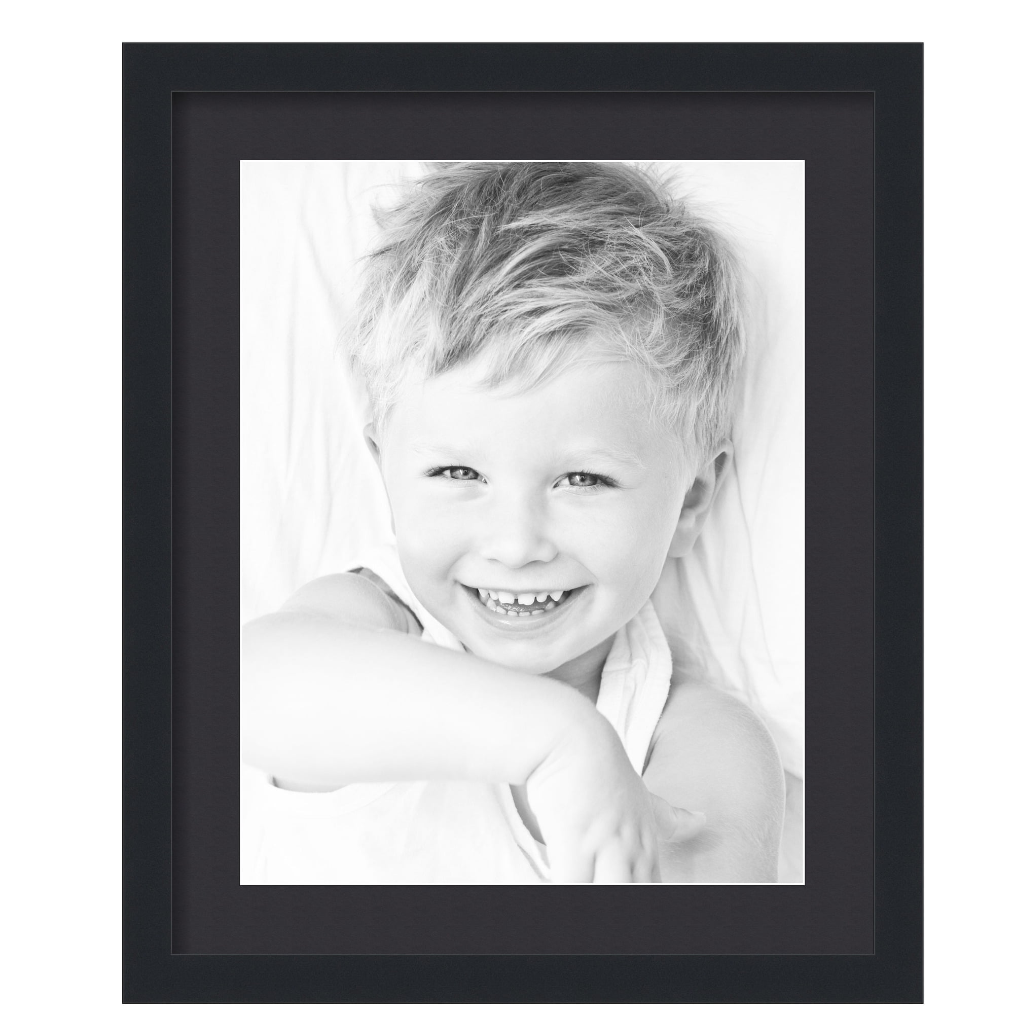 ArtToFrames 18x22" Matted Picture Frame with 14x18" Single Mat Photo Opening Framed in 1.25" Satin Black and 2" Black Mat (FWM-3926-18x22)