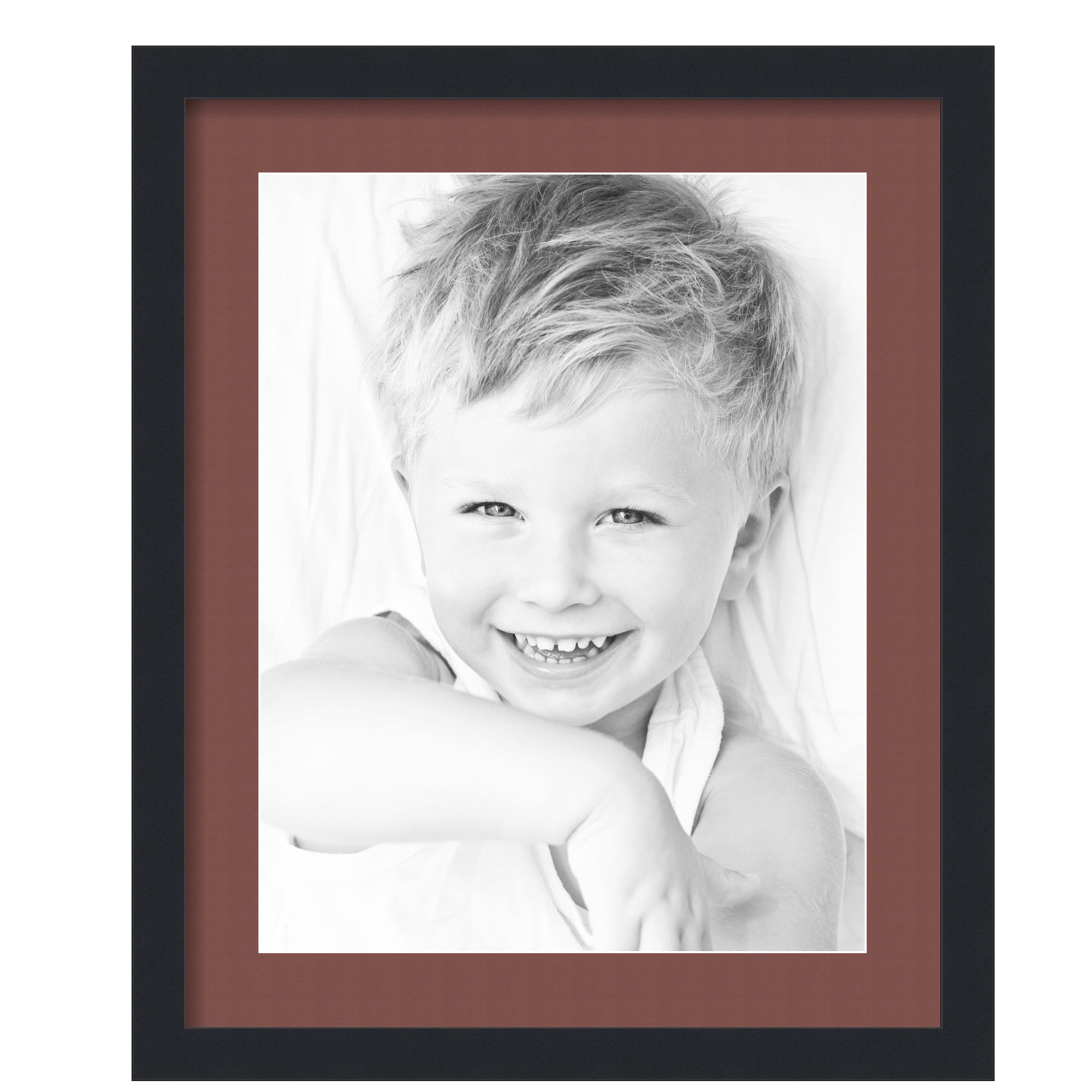 ArtToFrames 18x22" Matted Picture Frame with 14x18" Single Mat Photo Opening Framed in 1.25" Satin Black and 2" Brique Mat (FWM-3926-18x22)