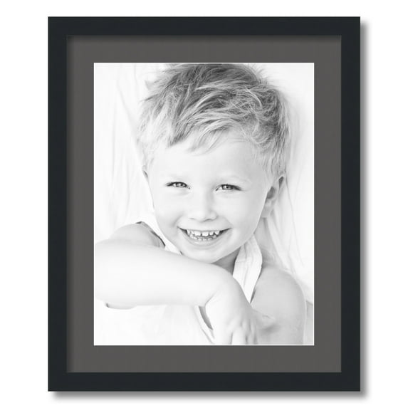 ArtToFrames 18x22" Matted Picture Frame with 14x18" Single Mat Photo Opening Framed in 1.25" Satin Black and 2" Charcoal Mat (FWM-3926-18x22)