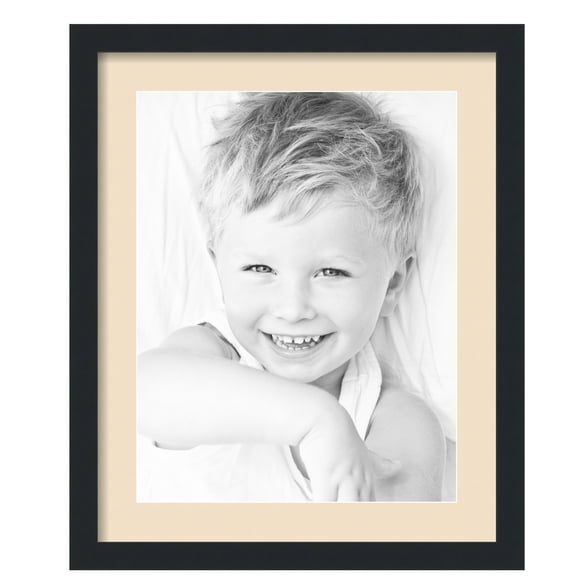 ArtToFrames 18x22" Matted Picture Frame with 14x18" Single Mat Photo Opening Framed in 1.25" Satin Black and 2" French Creme Mat (FWM-3926-18x22)