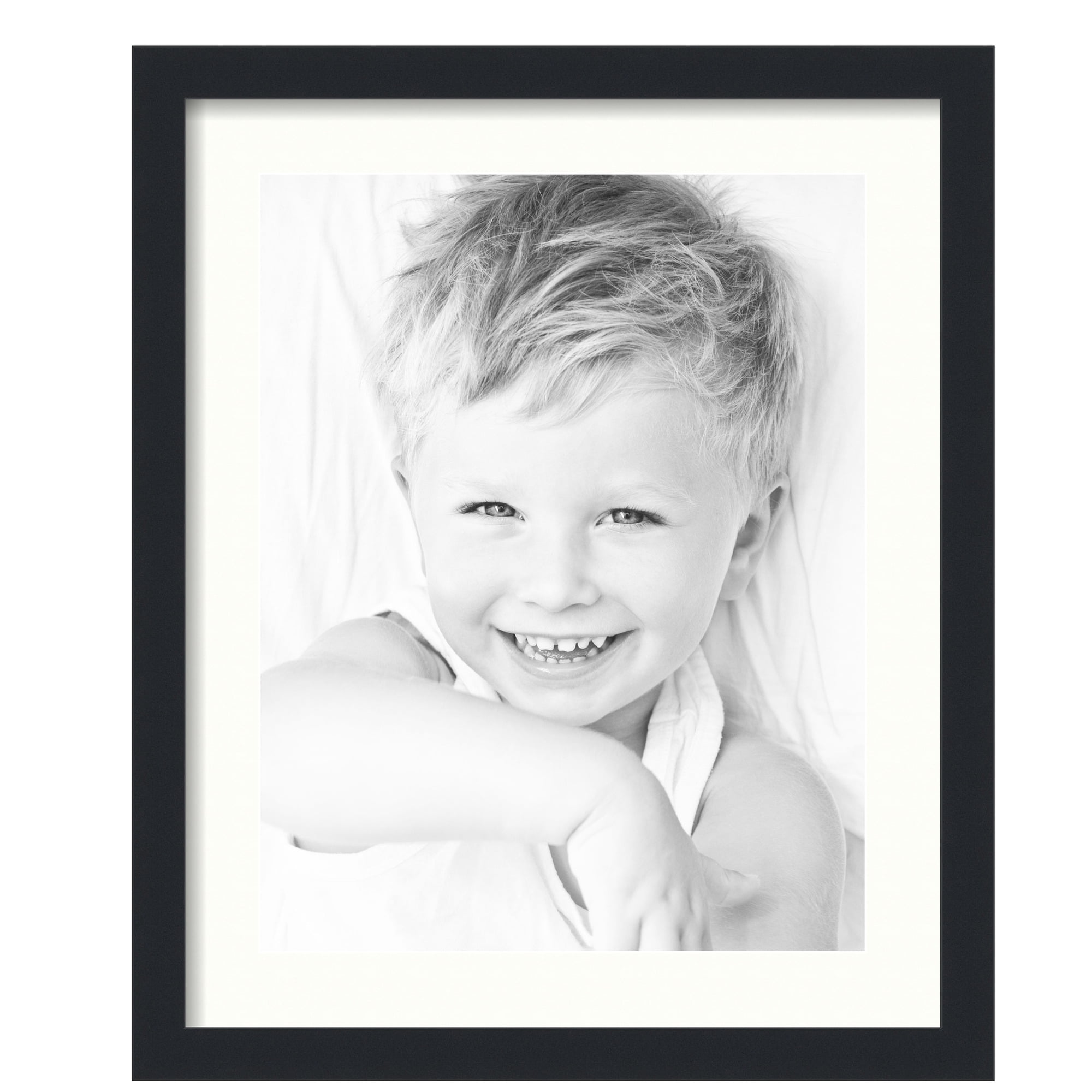 ArtToFrames 18x22" Matted Picture Frame with 14x18" Single Mat Photo Opening Framed in 1.25" Satin Black and 2" Porcelain Mat (FWM-3926-18x22)