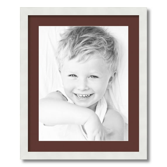 ArtToFrames 18x22 Matted Picture Frame with 14x18 Single Mat Photo Opening Framed in 1.25 Satin White Frame and 2 Maroon Mat (FWM-3966-18x22)