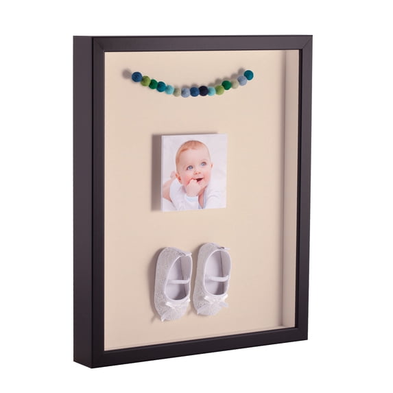 ArtToFrames 18x24 Inch Shadow Box Picture Frame, with a Satin Black Tall 1 Wide Shadowbox frame and Alabaster Mat Backing (4654)