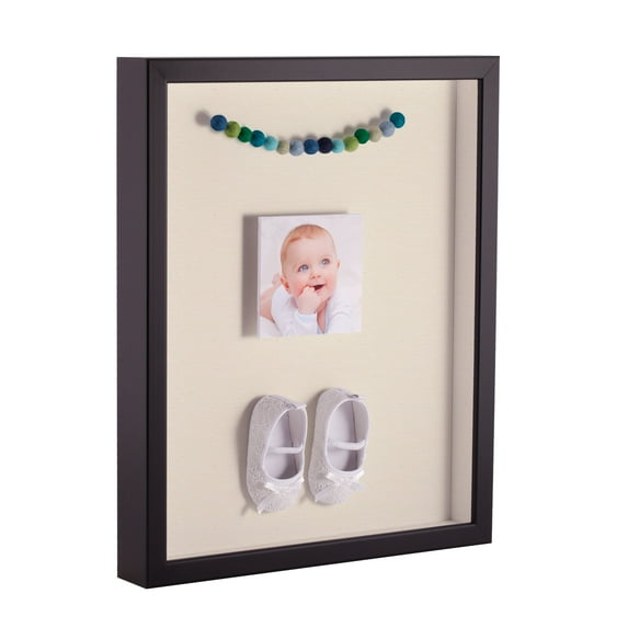 ArtToFrames 18x24 Inch Shadow Box Picture Frame, with a Satin Black Tall 1 Wide Shadowbox frame and Ivory Mat Backing (4654)