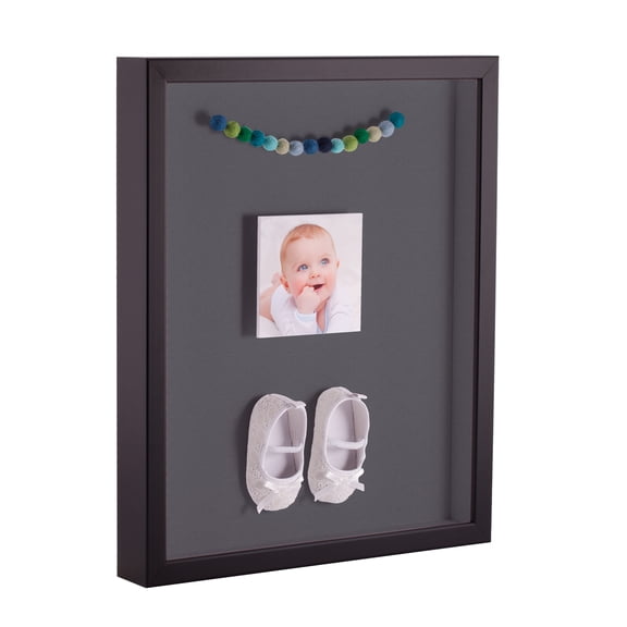 ArtToFrames 18x24 Inch Shadow Box Picture Frame, with a Satin Black Tall 1 Wide Shadowbox frame and Mountain Grey Mat Backing (4654)