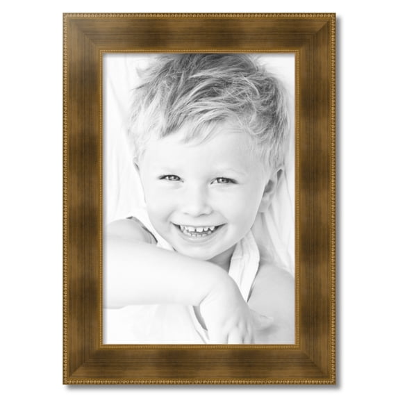 ArtToFrames 18x27" Streaked Gold with Beeds Picture Frame, Gold Wood Poster Frame, with Regular Acrylic and 2 (FBPL-5172)