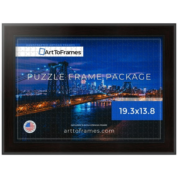 ArtToFrames 19.3x13.8 Inch - 49x35 CM Brown Puzzle Frame for 500 piece Puzzles.1.75 Inch Custom MDF Puzzle Frames, Mahogany and Burgundy - Comes with Regular Glass