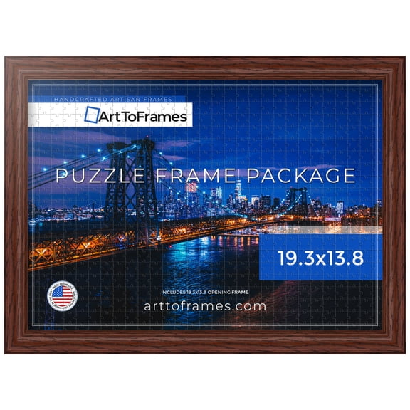 ArtToFrames 19.3x13.8 Inch - 49x35 CM Red Puzzle Frame for 500 piece Puzzles.1.25 Inch Custom MDF Puzzle Frames, Cherry - Comes with Regular Glass