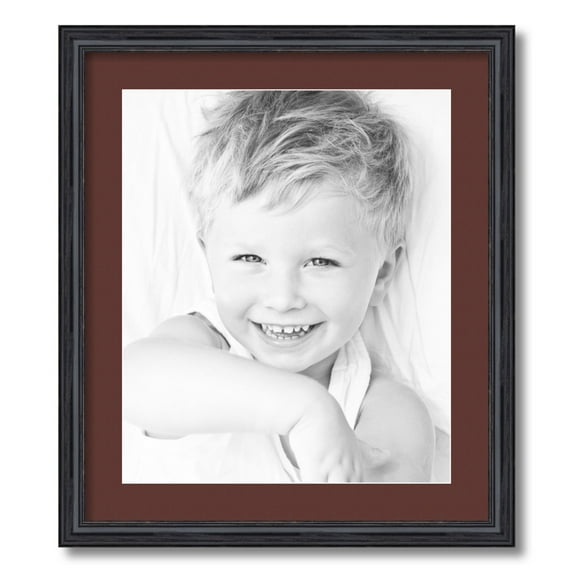 ArtToFrames 19x22 Matted Picture Frame with 15x18 Single Mat Photo Opening Framed in 1.25 Black Stain on Solid Red Oak and 2 Maroon Mat (FWM-4083-19x22)
