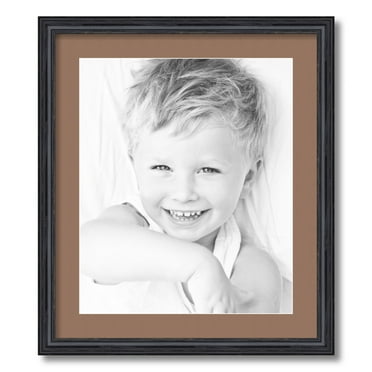 ArtToFrames 19x22 Matted Picture Frame with 15x18 Single Mat Photo Opening Framed in 1.25 Black Stain on Solid Red Oak and 2 Sandpiper Mat (FWM-4083-19x22)