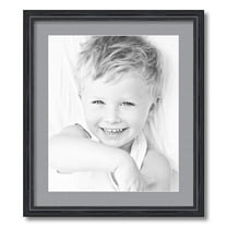 ArtToFrames 19x22 Matted Picture Frame with 15x18 Single Mat Photo Opening Framed in 1.25 Black Stain on Solid Red Oak and 2 Silver Mat (FWM-4083-19x22)
