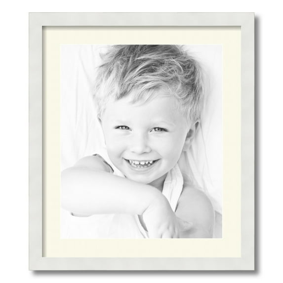 ArtToFrames 19x22 Matted Picture Frame with 15x18 Single Mat Photo Opening Framed in 1.25 Satin White Frame and 2 Brilliant White Mat (FWM-3966-19x22)