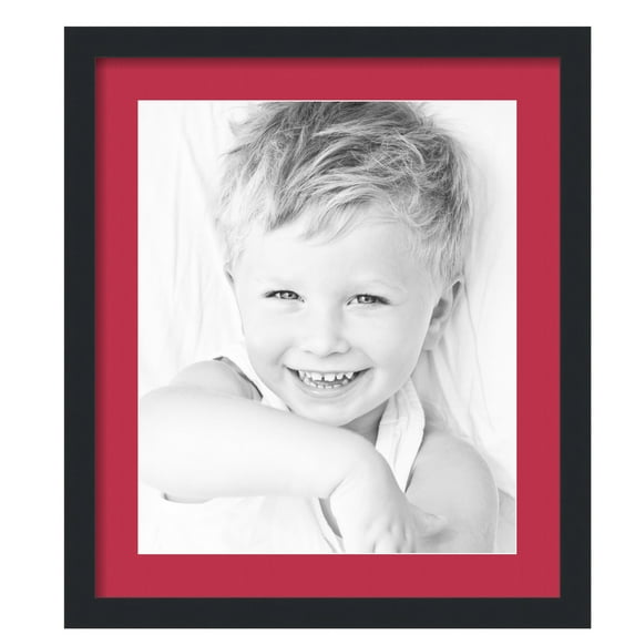 ArtToFrames 19x22" Matted Picture Frame with 15x18" Single Mat Photo Opening Framed in 1.25" Satin Black and 2" Rouge Mat (FWM-3926-19x22)