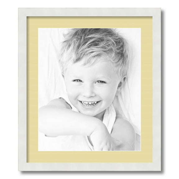 ArtToFrames 19x22 Matted Picture Frame with 15x18 Single Mat Photo Opening Framed in 1.25 Satin White Frame and 2 Buttercup Mat (FWM-3966-19x22)