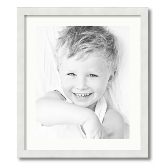 ArtToFrames 19x22 Matted Picture Frame with 15x18 Single Mat Photo Opening Framed in 1.25 Satin White Frame and 2 Fabric White Mat (FWM-3966-19x22)