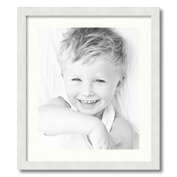 ArtToFrames 19x22" Matted Picture Frame with 15x18" Single Mat Photo Opening Framed in 1.25" Satin White Frame and 2" Porcelain Mat (FWM-3966-19x22)