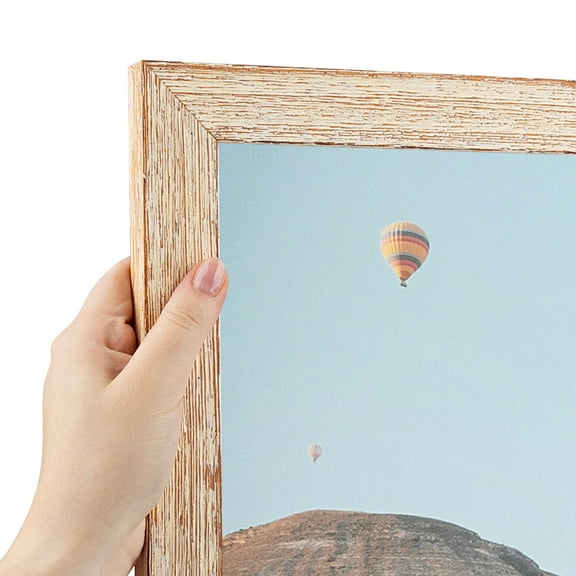 ArtToFrames 19x27 inch Knotty Pines Pecan with White Wash Picture Frame, White 19" x 27" Wood Poster Frame (WOM-4771) 1234