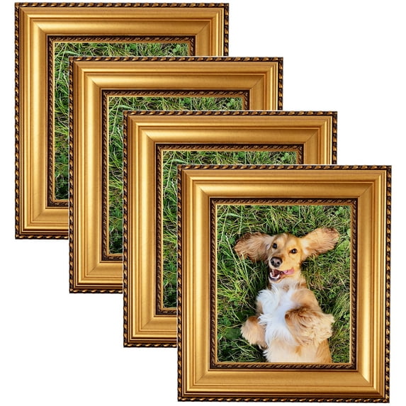 ArtToFrames 20" x 20" Antique Gold and Black with rope Picture Frame, 20x20 inch Multi Wood Poster Frame (WOM-5167), 4 Pack