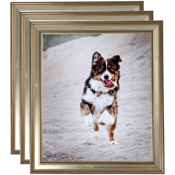 ArtToFrames 20" x 20" Antique Silver Panel Picture Frame, 20x20 inch Silver Wood Poster Frame (WOM-4760), 3 Pack