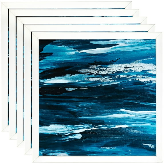 ArtToFrames 20" x 20" Contemporary White Picture Frame, 20x20 inch White Wood Poster Frame (WOM-4164), 5 Pack