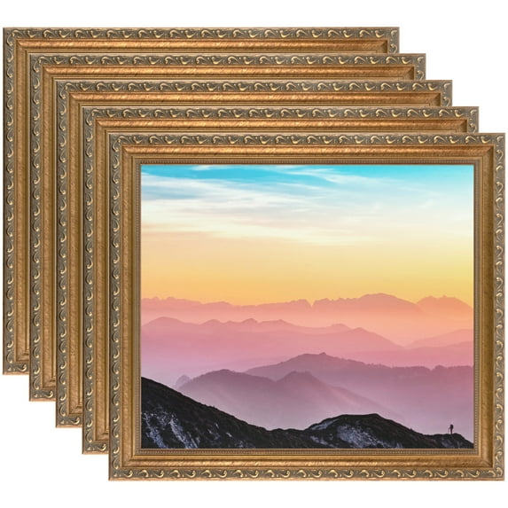 ArtToFrames 20" x 20" Dark Gold Picture Frame, 20x20 inch Gold Wood Poster Frame (WOM-4553), 5 Pack