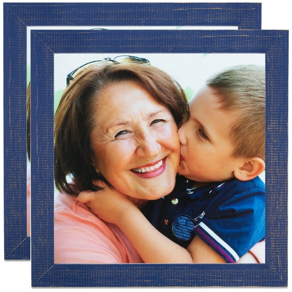ArtToFrames 20" x 20" Navy Blue Picture Frame, 20x20 inch Blue Wood Poster Frame (WOM-4603), 2 Pack