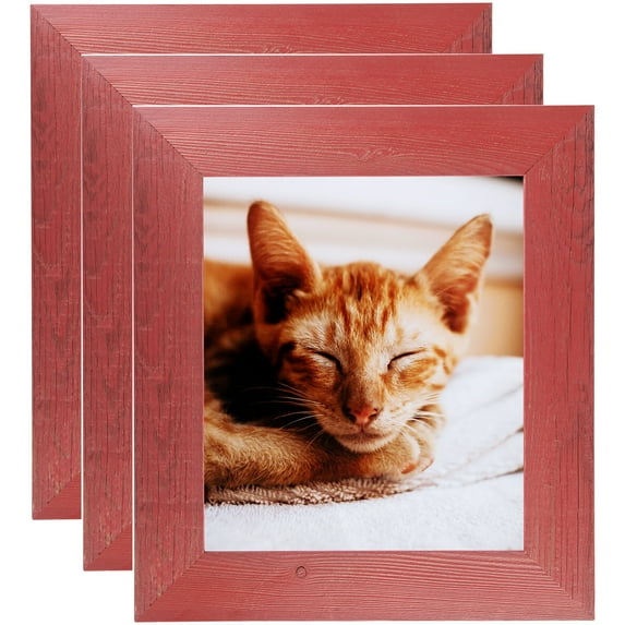ArtToFrames 20" x 20" Real Reclaimed Red Barnwood 2.5 Inch Picture Frame, 20x20 inch Red Wood Poster Frame (WOM-4818), 3 Pack