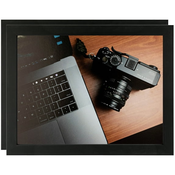 ArtToFrames 20" x 20" Satin Black Tall Picture Frame, 20x20 inch Black Wood Poster Frame (WOM-1852), 2 Pack