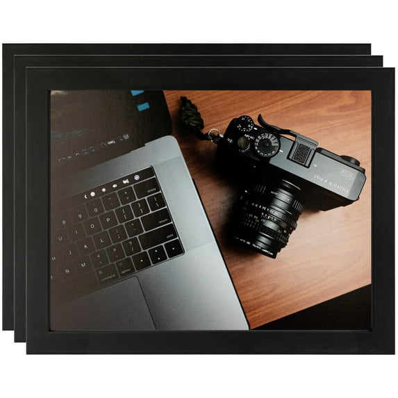 ArtToFrames 20" x 20" Satin Black Tall Picture Frame, 20x20 inch Black Wood Poster Frame (WOM-1852), 3 Pack