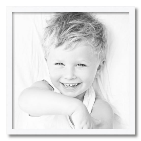 ArtToFrames 20" x 20" Satin White Picture Frame, 20x20 inch White Wood Poster Frame (WOM-4655)