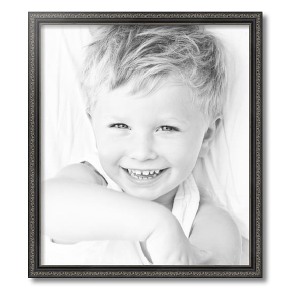 ArtToFrames 20" x 23" Antique Black Picture Frame, 20x23 inch Black Wood Poster Frame (WOM-5106)