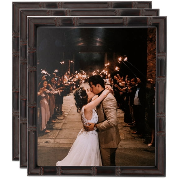 ArtToFrames 20" x 24" 1" - Walnut Bamboo large Picture Frame, 20x24 inch Brown Wood Poster Frame (WOM-4876), 3 Pack