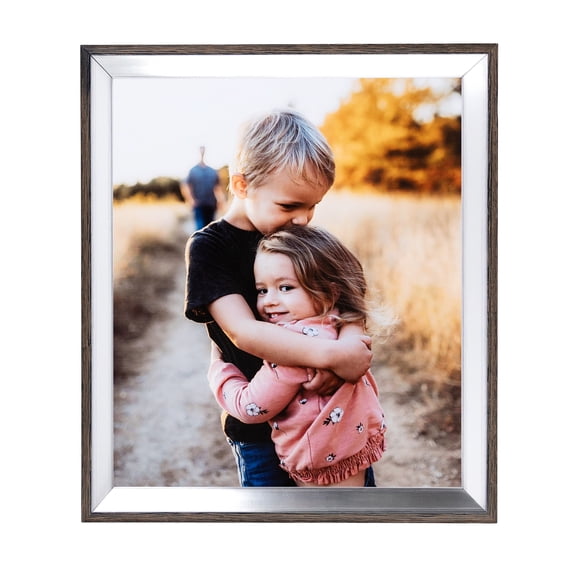 ArtToFrames 20" x 24" Silver with Stained Grey Picture Frame, 20x24 inch Silver Wood Poster Frame (WOM-4767), 1 Pack