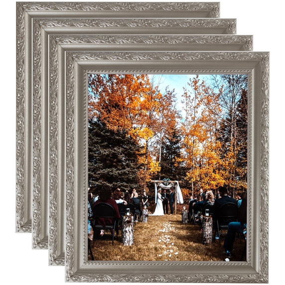 ArtToFrames 20" x 27" Classic Antique Silver Picture Frame, 20x27 inch Silver Wood Poster Frame (WOM-4926), 4 Pack