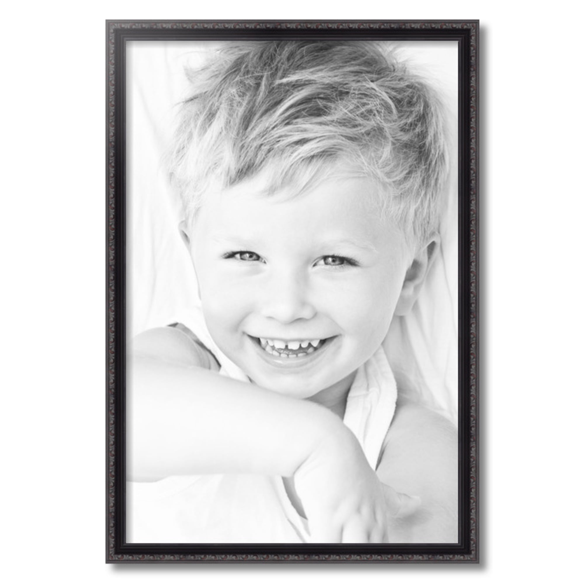 ArtToFrames 20" x 30" Black with Beads Picture Frame, 20x30 inch Black Wood Poster Frame (WOM-4625)