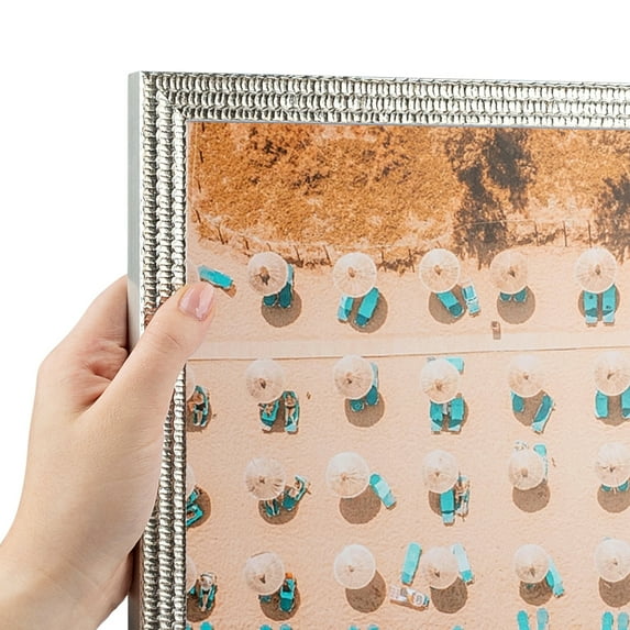 ArtToFrames 20" x 32" Bright Silver Picture Frame, 20x32 inch Silver Wood Poster Frame (WOM-4752)