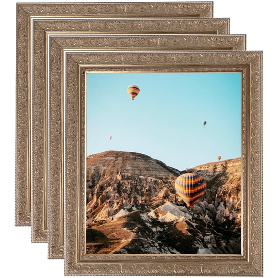 ArtToFrames 20" x 33" Ornate Silver with Bead Picture Frame, 20x33 inch Silver Wood Poster Frame (WOM-5076), 4 Pack
