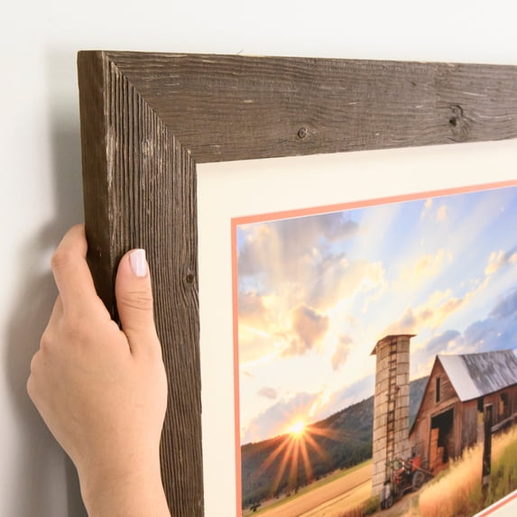 ArtToFrames 20" x 42" Real Reclaimed Brown Barnwood Picture Frame, 20x42 inch Brown Wood Poster Frame (WOM-4816)