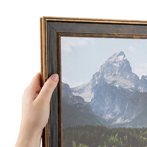 ArtToFrames 20" x 43" Black Panel With Gold Lip Picture Frame, 20x43 inch Multi Wood Poster Frame (WOM-5092), Pack