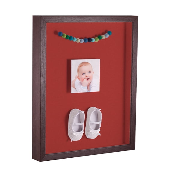 ArtToFrames 20x20 Inch Shadow Box Picture Frame, with a Verlinga Brown 1 Wide Shadowbox frame and Deep Red Mat Backing (4656)