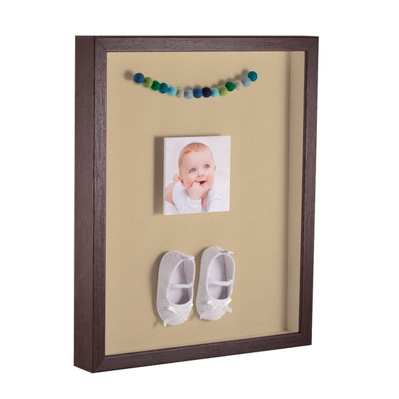 ArtToFrames 20x20 Inch Shadow Box Picture Frame, with a Verlinga Brown 1 Wide Shadowbox frame and Green Whisper Mat Backing (4656)